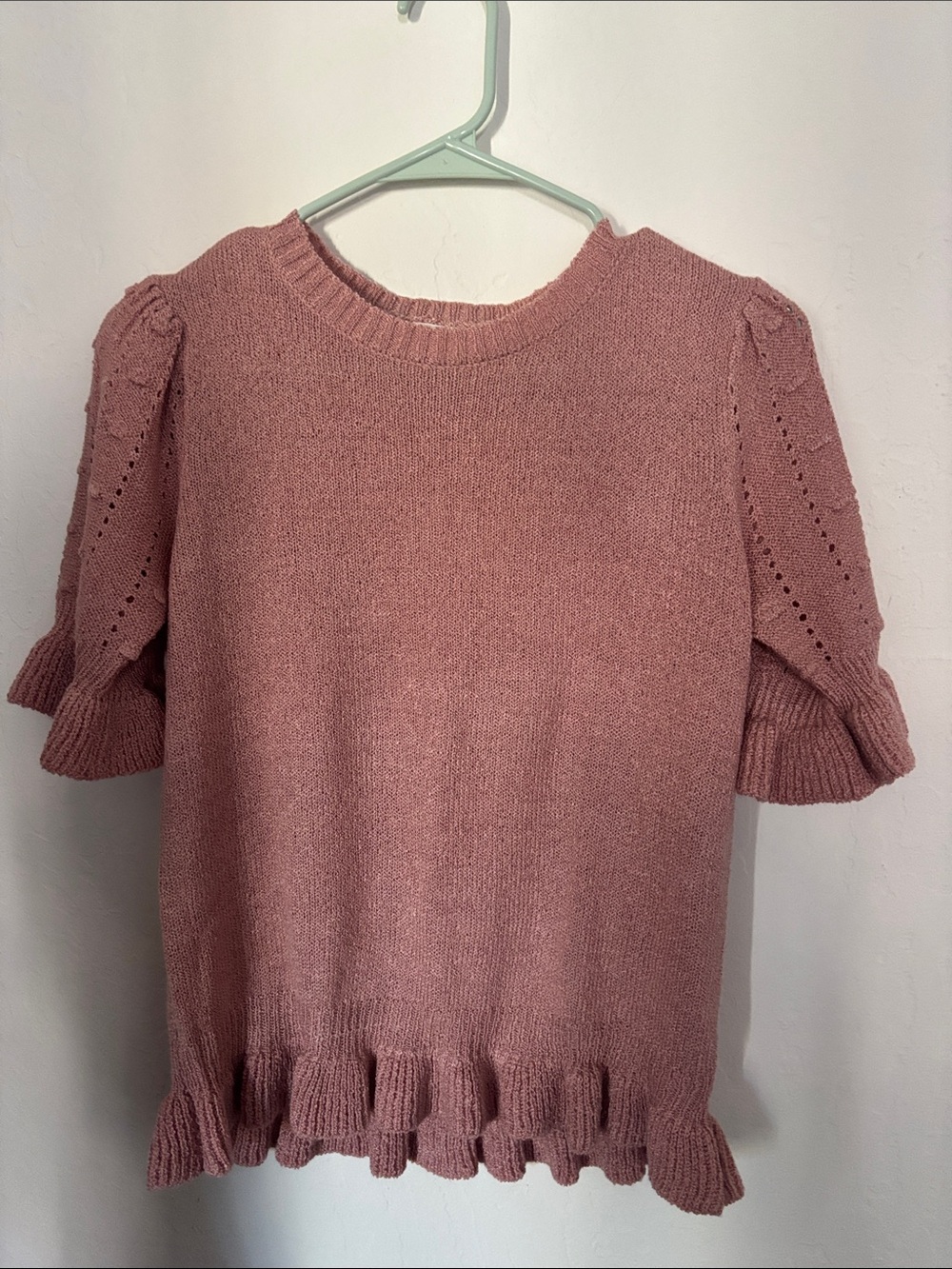 Blu Pepper Dusty Rose Short Sleeve Knit Top